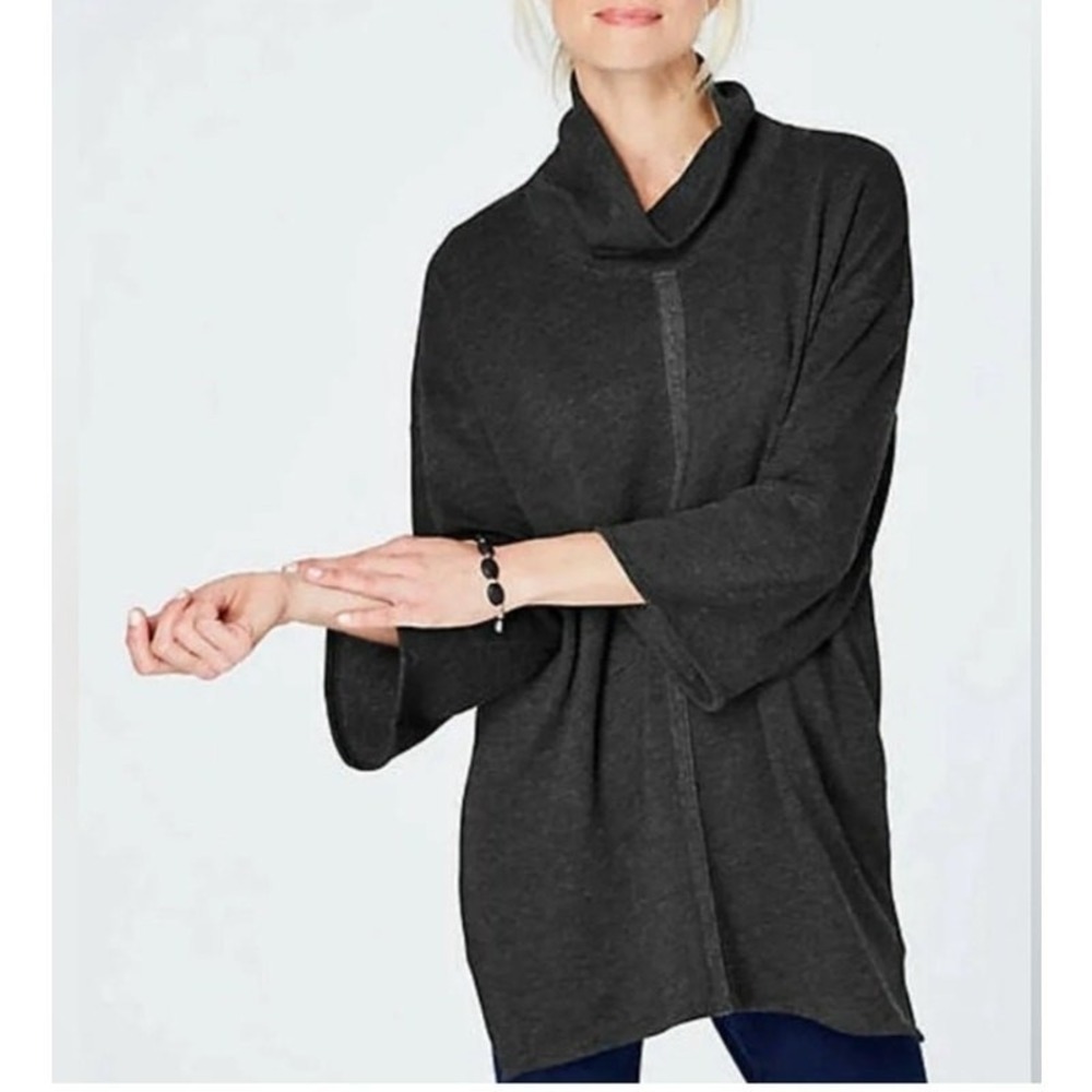 Pure Jill J. Jill Funnel Neck Tunic Sweatshirt Top Gray Medium Oversized